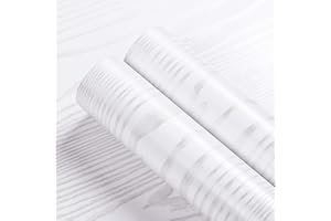 Livelynine 40CMX10M Pellicola Adesiva per Mobili Legno Bianco Adesivi per Mobili Decorativi Carta da Parati Adesiva Lavabile Carta Adesiva per Mobili, Tavolo, Armadi, Piano da Lavoro, Guardaroba