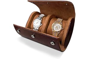 WisePoint Watch Box, PU Leather Watch Case Single Watch Display Case, Portable Watch Display Storage Box Watch Display Box, Watch Roll Travel Case with Detachable Pillow (brown 2 slot)