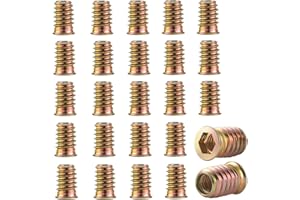 HXJDAM 25 Pièces Insert Fileté Bois M10 x 25mm,Inserts d'écrou, Écrou hexagonal fileté en alliage de zinc,écrous à visser,Manchons à Visser,Écrou à Tête pour meubles en bois.