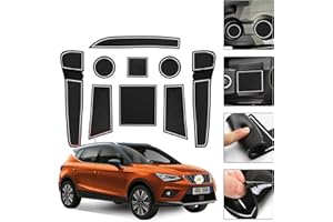 SHAOHAO para Seat Ibiza MK5 6F/KJ1 2018-2023 / Arona 2017-2023 Alfombrillas de Goma Antideslizantes para Reposabrazos Consola Central Portavasos Coche Accesorios Costura de Puerta