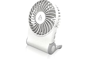 ARCTIC Summair 2Go (White) -Ventilatore Portatile Ricaricabile con Supporto, Velocità Regolabile in Modo Continuo, Autonomia da 4 a 77 Ore, Connessione USB-C (incl. Cavo USB-A) - Bianco