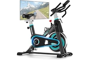 ‎ADVAMSOLER Heimtrainer Fahrrad mit App, Advamsoler Leises Ergometer Hometrainer Fahrrad mit LCD-Monitor & Tablet-Halter, Indoor Cycling Spinning Bike für Kardiotraining zu Hause, Bis 160KG