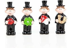 Glücksbringer Schornsteinfeger, 4 Stück: Figuren mit Glückssymbolen, Viel Glück Prüfung, Abitur & Führerscheinprüfung, Für Silvester & Neujahr, Prüfungsglücksbringer Abi, Geschenk Erwachsene, 5 cm