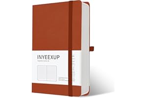 INYEEXUP Notizbuch A5 Dotted, Journal Buch mit 320 Seiten, Notizheft a5 mit Premium 100gsm Tintenfestes Papie Dickes, PU HardCover Notizbücher mit Elastischem Verschlussband und Falttasche(Braun)