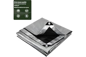 Laneetal Bâche de Protection en Polyéthylène 4x6m 280g/m²² PE Bâche Imperméable Ultra Lourde et Résistante Revêtue des Deux côtés avec Oeillets en Aluminium Couverture Étanche pour Jardin，Grau-schwarz