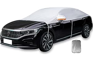 Tofern Half Car Cover Waterproof Breathable Car Frost Cover All Weather Weatherproof UV Sun Protection Snow Dust Storm Resistant