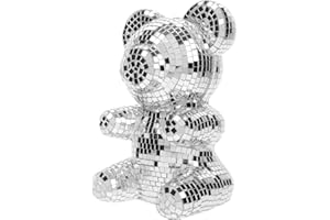 BIUDECO Espejo Disco Oso Decorativo Figura de Cristal Reflectante para San Valentín Navidad Fiesta de Cumpleaños Bodas Bola de Disco Creativa Decoración para el Hogar y Eventos