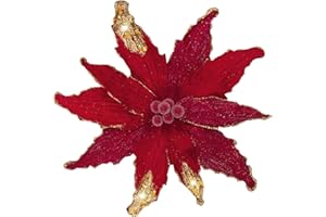 ‎BRIFUL Briful 4 Stücke Weihnachtsstern Christbaumschmuck Kunstblumen Weihnachtsblumen Glitter Poinsettia Kunstzweig Weihnachtliche Dekoration Weihnachtsbaum Neujahr Ornamente