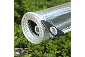 FENGSHOUU Wodoszczelna, przezroczysta plandeka PCW z oczkami, odporna na warunki atmosferyczne, wytrzymała, składana, 0,35 mm, plandeka ochronna na meble ogrodowe, rośliny, do szklarni, dla zwierząt (2,1 x 2 cm)