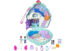 Polly Pocket Coffret Pingouin des Neiges avec 2 Mini-Figurines, 12 Accessoires, 6 Éléments De Jeu, Jouet Voyage, Jouet Enfant, A Partir De 4 Ans, HRD34