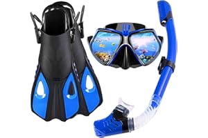 Palme Snorkeling Kit de plongée 3 in1, BelonLink Palme Snorkeling Mixte: Masque de Plongée + Tuba Semi-Sec + Palmes de plongée réglables Taille 40-46, pour la Natation Adultes Femmes et Hommes