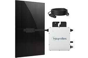 SUNNIVA® 460W Balkonkraftwerk BIFAZIAL FULLBLACK komplett Steckdose HOYMILES 400 Watt Wechselrichter, PV Solaranlage Komplettset, 1x 460W N-Type Glas-Glas Bifacial Solarmodule, 5m Kabel