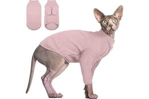 DENTRUN Sphynx Hairless Cats Shirt Pullover Kitten Tshirts mit Ärmeln Atmungsaktive Katzenkleidung Rollkragenpullover Entzückende haarlose Katze Kleidung Weste Pyjama Jumpsuit für alle Jahreszeiten