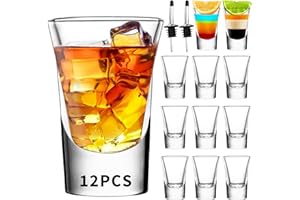 SuproBarware Verres à Shot 35 ml Lot de 12 Verre Shot Verres à Liqueur Transparents à Base Lourde Pour Whisky, Vodka et Liqueurs (12 pièces)