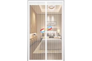 LRHRHR Moustiquaire Porte Magnétique, Auto-Adhésif Rideau en Maille, Fermeture Automatique, sans Perçage, pour Couloirs Patio Portes-White-B|| 125x210cm(49x82inch)