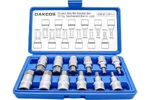 DAKCOS 12-delade 1/2" insex hylsor, hex bit socket set 5–22 mm