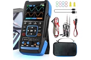 GOLDCHAMP Handheld Oscilloscope 3in1 Upgrade 2C53T Digital Oscilloscope/Multimeter/DDS Generator with Double Channel, 250MS/s Sampling Rate, 50MHz Bandwidth, 19999 Counts, Voltage, Current, Capacitor, Resistor