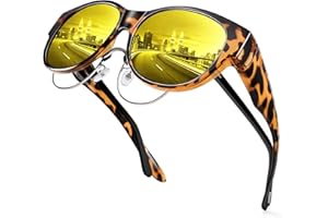 URUMQI Night Driving Glasses for Women Men, Anti Glare Night Time Driving Glasses Fit Over Eyeglasses, HD Night Vision Glasses with TAC Polarized Lens for Rain Fog & Tunnel Safe