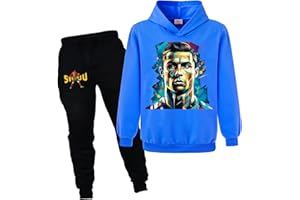 Xpialong Boys Girls Ronaldo Football Fans for Kids Football Hoodie+Pants Cotton Tracksuit Set