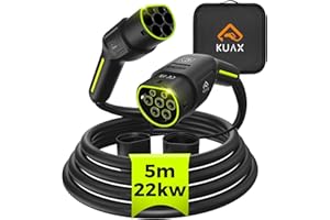 ‎KUAX KUAX Typ 2 Ladekabel für Elektroautos - 3 Phasen Ladekabel mit 32A, 5M, 22KW, IP54, Kompatibel mit Allen EC-62196-2 EV/PHEV