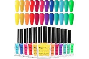 DouborQ 12 Color Nail Polish Set Neno Air Dry 12 Bright Colors 0.35oz Regular Nail Polish Kit Spring Summer Finger Nail Polish Gift Set for Women(1-12)