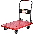 JPT 150kg Capacity Plastic Foldable Platform Trolley for Heavy Weight/Material Handling for Warehouse & Small Scale Industries with 360 Degree Swivel Heavy Duty Wheels- 69cm x 47cm (RED)