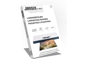 Jansen - A3 2x125 Mikron lamineringspåse - Glans - paket med 100 ark, Förpackning kan variera