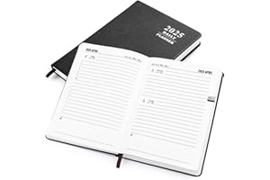 Terminplaner 2025, Kesote Buchkalender A5 Wochenplaner Leder Kalender Terminkalender Hardcover Wochenkalender, 1 Tag 1 Seite