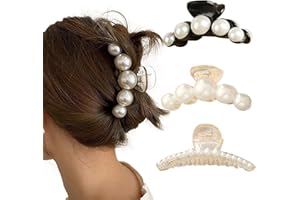 ZOCONE Pinza Capelli Donna Perle Artigli per Capelli, 3 PCS Mollette per Capelli Perle Fermagli Forcina Strass Elegante Pinza Capelli Grandi Acrilica in Metallo e Plastica per Ragazze e Donna (Perla)