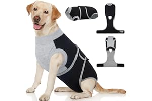 Kuoser Hundebody Nach Op Hündin Hundebody Nach Kastration Rüde Body für Hunde Nach Op, Atmungsaktiv Body Hunde Nach Op Rüde Op Body Hund Kastration Hündin, E-Halsband Alternative für Hund, Schwarz L
