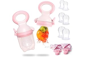 Termichy Smoczek do owoców dla niemowląt, smoczek do ząbkowania, z 6 wymiennymi przyssawkami, 2 opakowania, różowy, 10 ml x 2