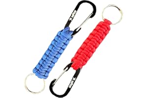 KADACTIVE Paracord Keyrings with Carabiner Keyring Clip - 2 Pack keyrings for Backpack, Survival, Camping - Paracord Key Chain Key Holder - Key Lanyard for Men - car Keyring
