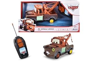 Jada Toys - Coche Radiocontrol Cars Mater, Escala 1:32, 27 MHz, Alcance 10 m, Función Adelante Recto y Atrás en Curva, 14 cm, para Niños +4 Años (203081009)