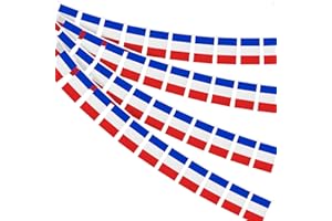 AhfuLife 10m Guirlande Drapeau Francais, 1Pcs 30 Drapeaux France Bannière Rectangulaire pour Euro 2024 Football Championnat Jeux Olympiques Coupe du Monde Décoration Fête Nationale Décor(14 x 21 cm)