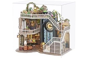 Spilay Diy Miniature House Kit with Wooden Furniture, with Music Box Dust Proof Cover and LED, 1:24 Scale Creative for Women Girl Friend Lover (Magic House-LV003)