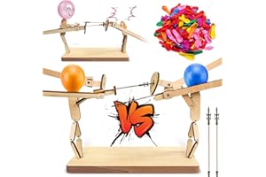 BGTLJKD Balloon Bamboo Man Battle, 2024 Nuevas Marionetas de Esgrima de Madera Hechas a Mano Balloon Bamboo Man, Juego de Lucha de Madera para 2 Jugadores Batalla de Globos de Mesa (B)