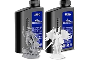 JAYO Resina Lavabile in Acqua ABS-Like 2KG, Resina per Stampante 3D 405nm UV Standard Resina Fotopolimerica Rapida per Stampante 3D LCD/DLP/SLA, Alta Precisione, 1KG Bottle, 2 Pack, Grigio+Bianco