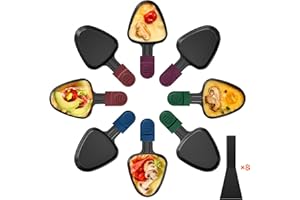 Yoassi 8pcs Mini Padelle per Raclette,Mini Piastra Raclette Antiaderente con 8 Spatole di Nylon,Misura Universale 4 Colori Manici Antiscottatura,Padelle Triangolare da Raclette per Fuso Uovo Fritto