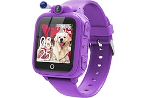 Awatty Kids Smart Watch for Boys Girls, Birthday Gift for 5-12 Year Olds Children, Electronic Learning Toys with 14 Puzzle Games, Purple Digital Watch with 90° Rotating Camera and MP3 Music Player