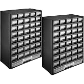 tectake - Set of 2 41 ABS Drawers Wall Mount Hardware Cabinet Modules Storage Containers 30 x 13.5 x 45 cm, Black