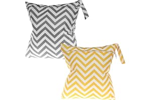 FUIPVGI 2-Piece Waterproof Wet/Dry Bag - 28x30cm, Swimsuits & Nappy Bag for Beach/Pool (Grey + Yellow)