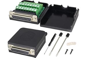 AAOTOKK DB25 Adapter Buchse D-SUB Stecker zuDB25 Schraube Verdrahtung lötloser Klemmenmodul Verdrahtungsblock mit Gehäuse und Schrauben(2-Stücke/Weiblich-Con Tornillo)