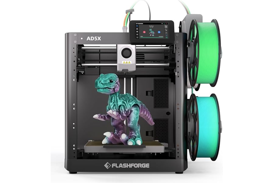 FLASHFORGE AD5X Multi-Material 3D Printer 4-Color Printing, 600mm/s Speed 1-Click Print with DIY IFS Creations, Full-Auto Calibration & Filament Backup, AD5X- Multi-Color Productivity Booster