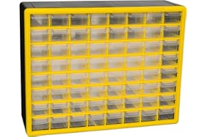 Akro-Mils 10164 Plastic Storage Unit with 64 Drawers, Garage Organisation, Lego Storage, Teacher Toolbox, Makeup Organizer and More 50cm Wide