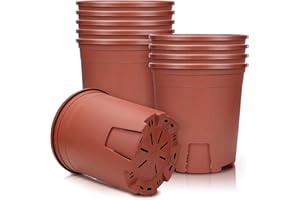 MUZHIRA Muzihra 20.9cm Plastic Plant Pot Pack of 5, Root-Control Nursery Seedling Planter Decorative Garden Flower Pot Container Green for Indoor Outdoor Bonsai Plants - Red