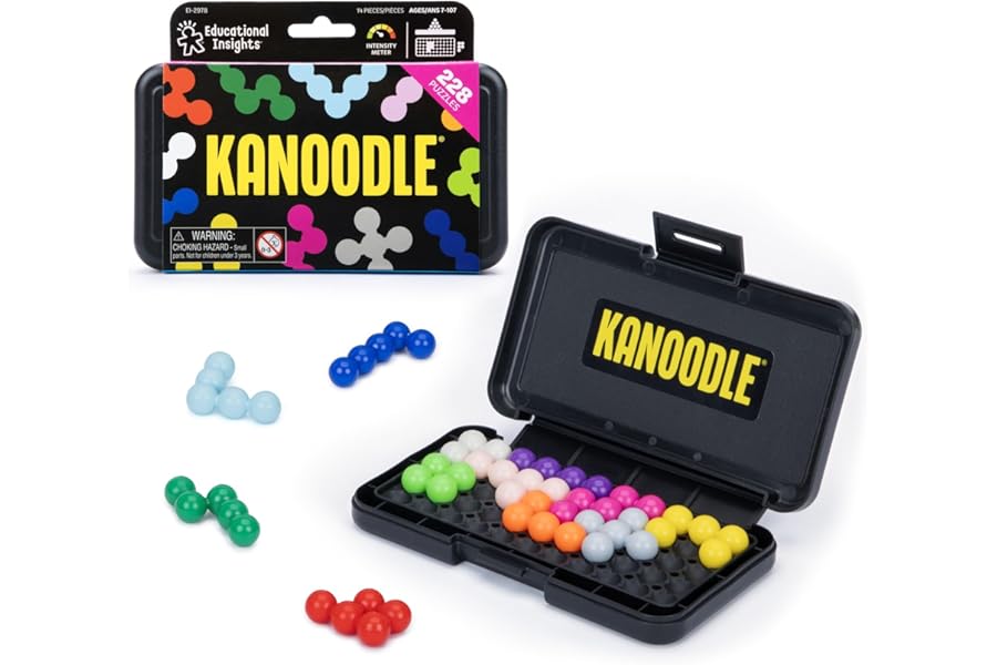 Learning Resources Kanoodle 3D Brain Teaser Puzzle, Travel Game for Adults and Kids Ages 7 8 9 10+, Gift for Boys and Girls, Featuring over 200 Challenges