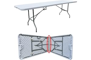 HA FURNITURE 8ft Folding Table, Fold-in-half Plastic White Foldable Table w/Carry Handle for Party Dining Picnic Camping Booth Market BBQ