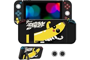 JEMDO Case Compatible with Nintendo Switch NS 2017, TPU Soft Slim Dockable Cover Protective Case Accessories for Switch Console and Grip Joy-Con, Switch Protector with Thumb Grips,Peely