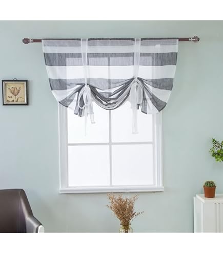 SIMPVALE Roman Blind Curtain - Embroidered Leaves, Sheer Translucent, Rod Pocket, 60x120cm White