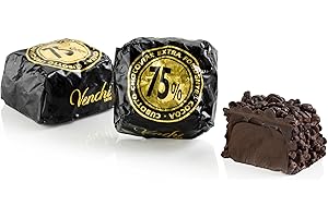 Venchi - Cubotto Chocoviar 75% - Cioccolatini ripieni di Cuor di Cacao con Cioccolato Extra Fondente e granella - Confezione da 1 kg - Vegano - Senza Glutine